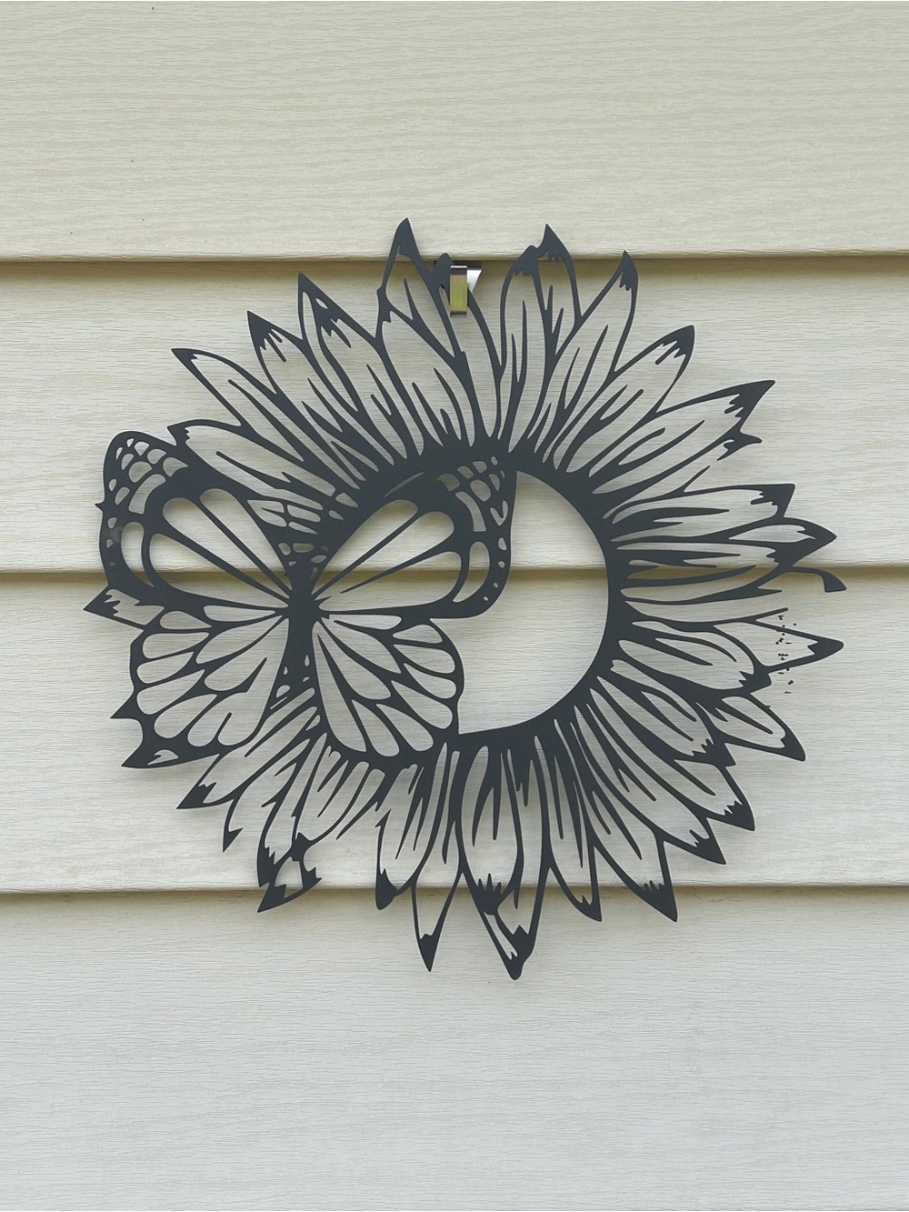 Sunflower & Butterfly Metal Wall Art - Black